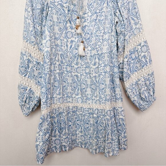 River Island Womens Xsmall Paisley Boho Slit Neck Long Sleeve Dress - Picture 8 of 14